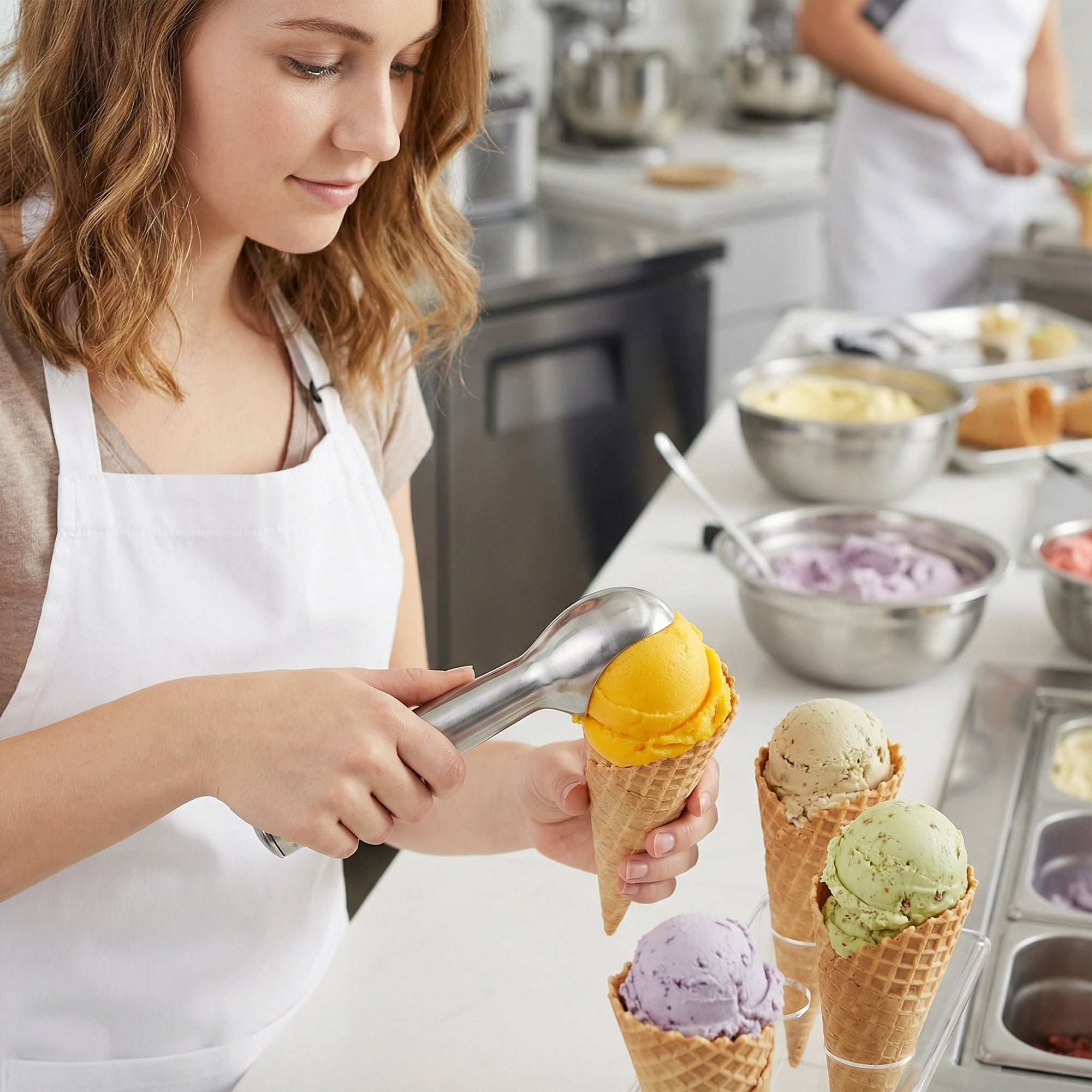 Unique Bargains Stainless Steel Ice Cream Scoop with Easy Release Silver 1.9in