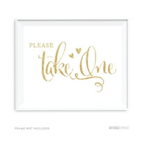 Please Take One Gold Faux Glitter Wedding Party Signs