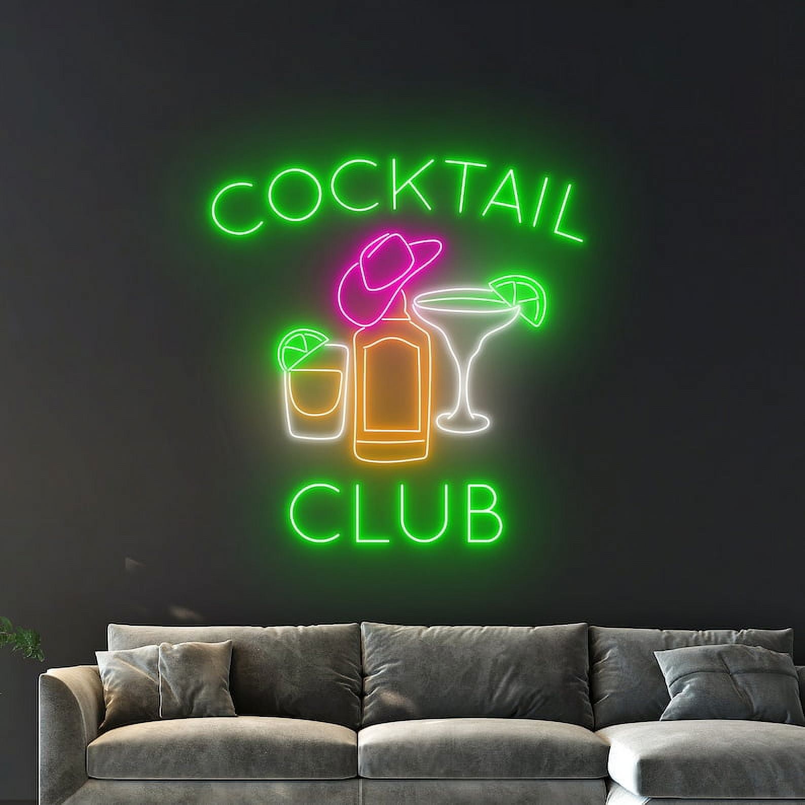 Handmadetneonsign Cocktails Club Neon Sign, Cocktails Clu LED Light, Cocktails Logo Neon Light