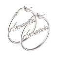 thumbnail image 2 of Personalized Planet Women's Sterling Silver or Gold over Silver Name Small 25mm or Medium 35mm Hoop Earrings, 2 of 3