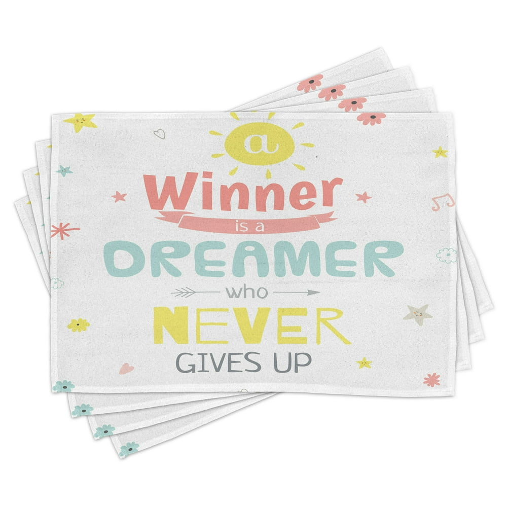 Quote Placemats Set of 4 Positive Inspiring Motivational Quote on a
