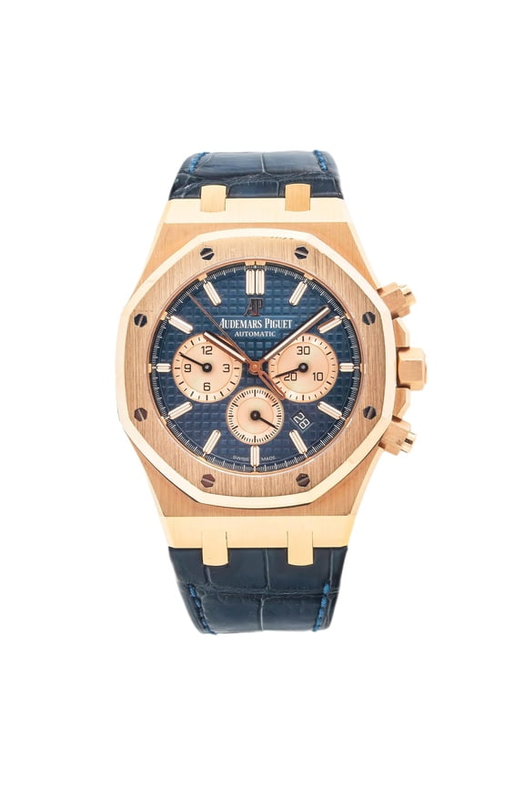 Pre-Owned Audemars Piguet Royal Oak Chronograph 26331OR 41MM Blue Dial With Leather Bracelet