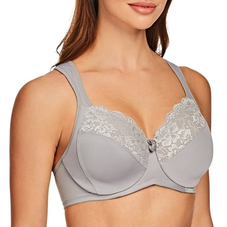 MELENECA Underwire Minimizer Bra for Women Gray 46G
