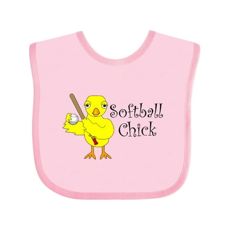 

Inktastic Softball Chick Text Narrow Gift Baby Girl Bib