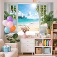 thumbnail image 3 of Window View Tropical Beach Backdrop , Coastal Ocean Scene Photography Background, Summer Beach Window Wall Decor Backdrop for Home Party Photoshoot, Palm Tree & Seaside View Photo Booth Prop 10x8ft, 3 of 6