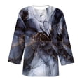 thumbnail image 4 of SELONE 3/4 Sleeve Shirts for Women Three-Quarter Sleeve Tops Blouses Regular Fit T Shirts Pullover Tees Tops Abstract Print T-Shirts Crew Neck Tops Casual Blouses Button Down T Shirts Gray XL, 4 of 5