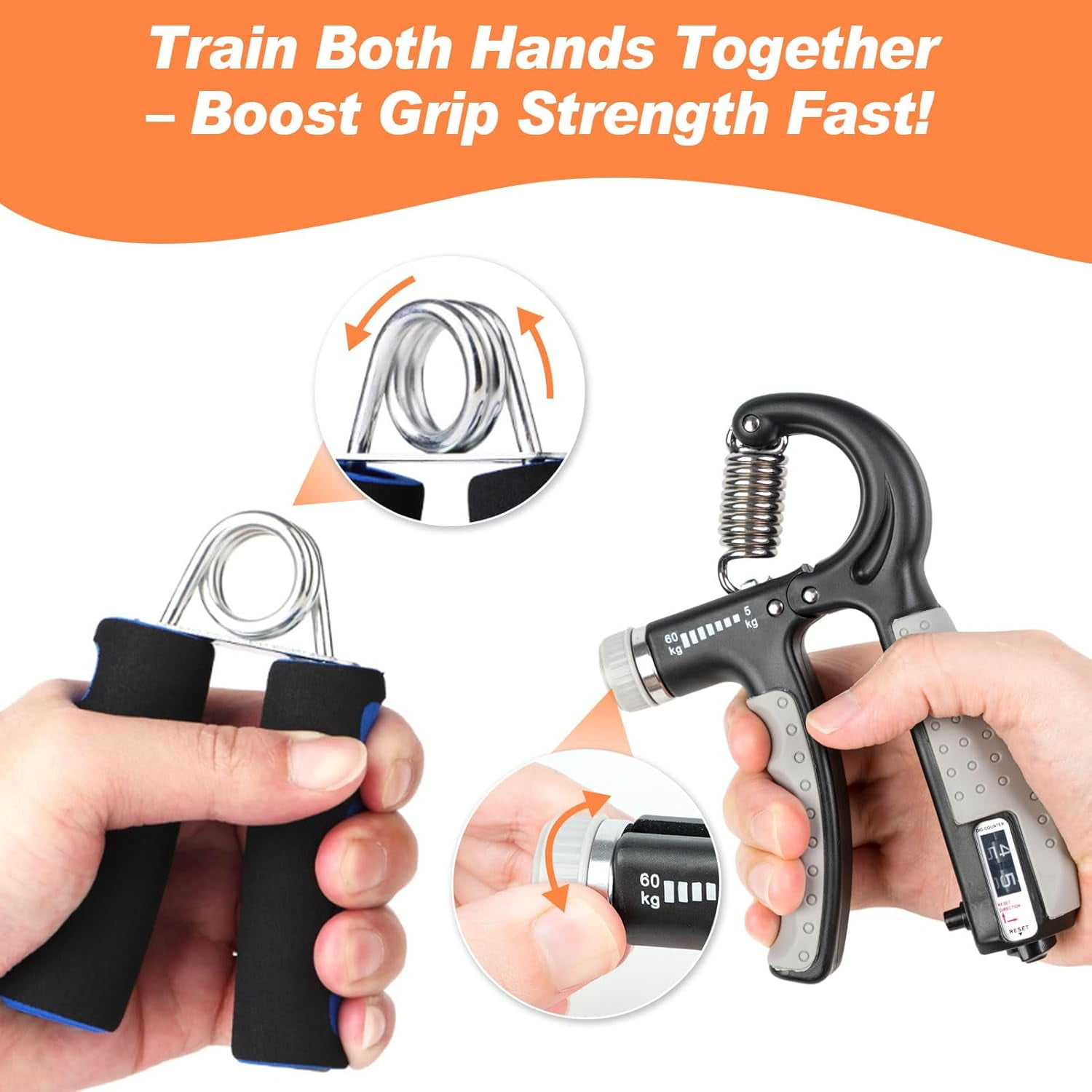 CYFIE Grip Strength Trainer Kit 6 Pack, Adjustable Hand Gripper Strengthener, Forearm Strengthener, Forearm Exerciser, Finger Strengthener, Stress Ball and Grip Ring for Workout Recovery & Musicians