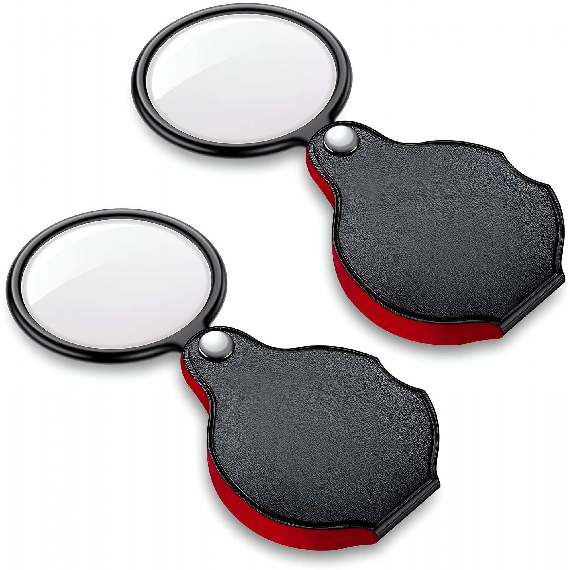 GJX 2Pcs Small Magnifying Glasses for Kids/Senior,Pocket Magnifier for Reading/Close Work,Mini Folding Magnifying Glass with Protective Sheath,Ideal for Repairing/Hobby/Coins,1.96"