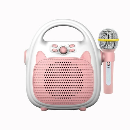 Vistreck Karaoke Machine Rechargeable Portable Karaoke Speaker with Microphone BT/Memory Card/USB Connectivity Lights for Boys Girls
