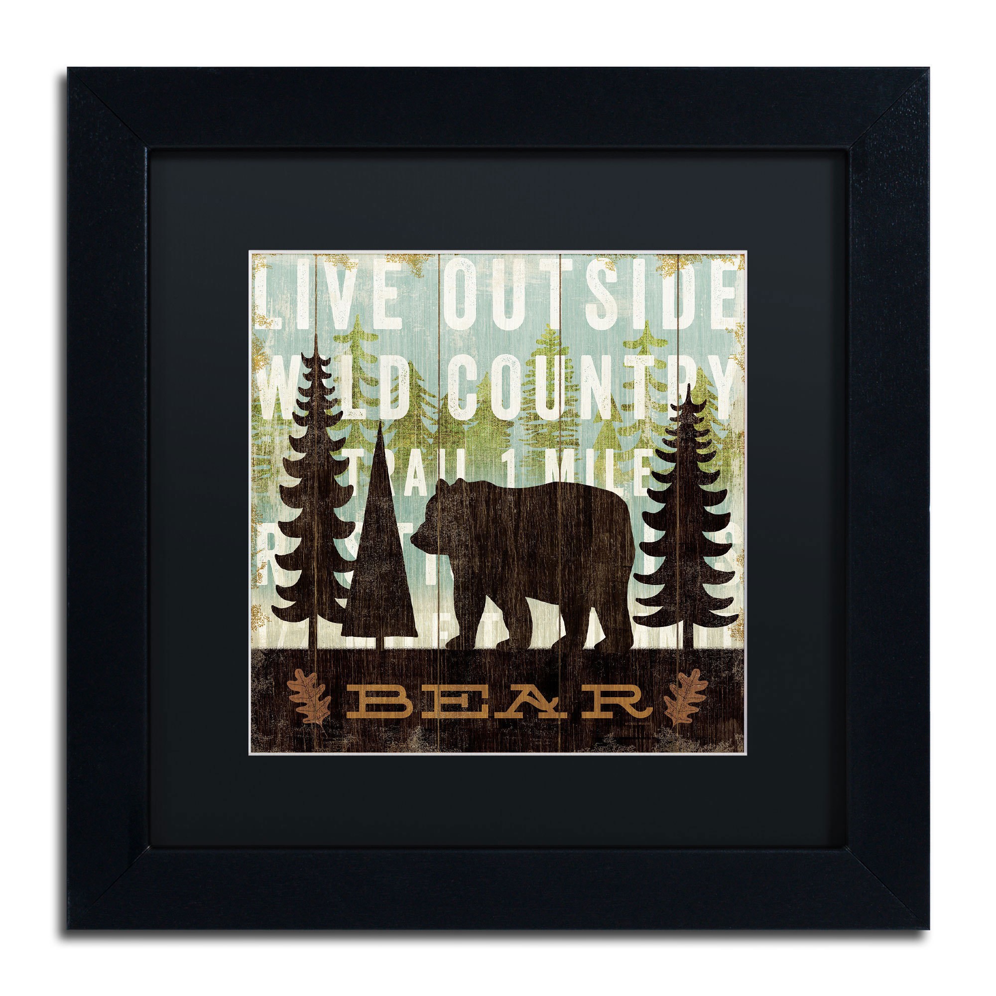 Trademark Fine Art "Simple Living Bear" Canvas Art by Michael Mullan, Black Matte, Black Frame