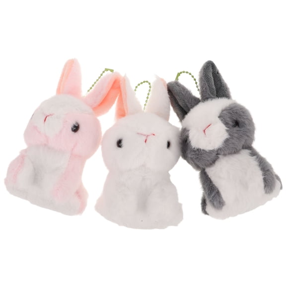 Milisten Soft Plush Bunny Keychain Set, 3 Pieces Assorted Colors, Cute Bag Charm Accessories for Women and Kids
