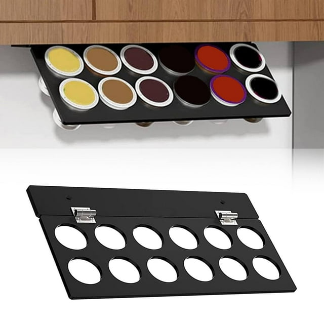 Support de Rangement Tiroir 36 Dosettes de Café Rangement Coulissant Métal Noir Supports de Dosettes de Boisson