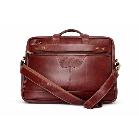 HANDMADE Vegan Leather Laptop Messenger BagI Padded Laptop Compartment I Carry Handles with Adjustable Strap I Fits Upto 15.6 Inch Laptop/MacBook I Padded Laptop Compartment