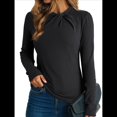 thumbnail image 3 of Blusas de Mujer de Larga Térmicas con Nudo Torcido, Cuello Alto, Informales, Ajustadas, Suaves y Elásticas. Negro M, 3 of 7