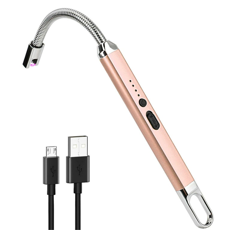 Spencer Electronic Candle Lighter Arc Lighter Windproof Flameless USB  Rechargeable Lighter with Safe Button for Home Kitchen Camping BBQ, Rose  Gold 