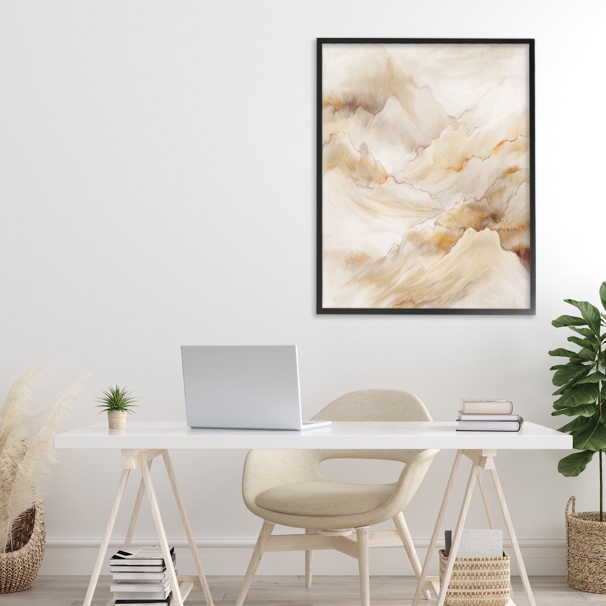 Stupell Industries Neutral Land Flow Black Framed Giclee Art, design by Kim Allen