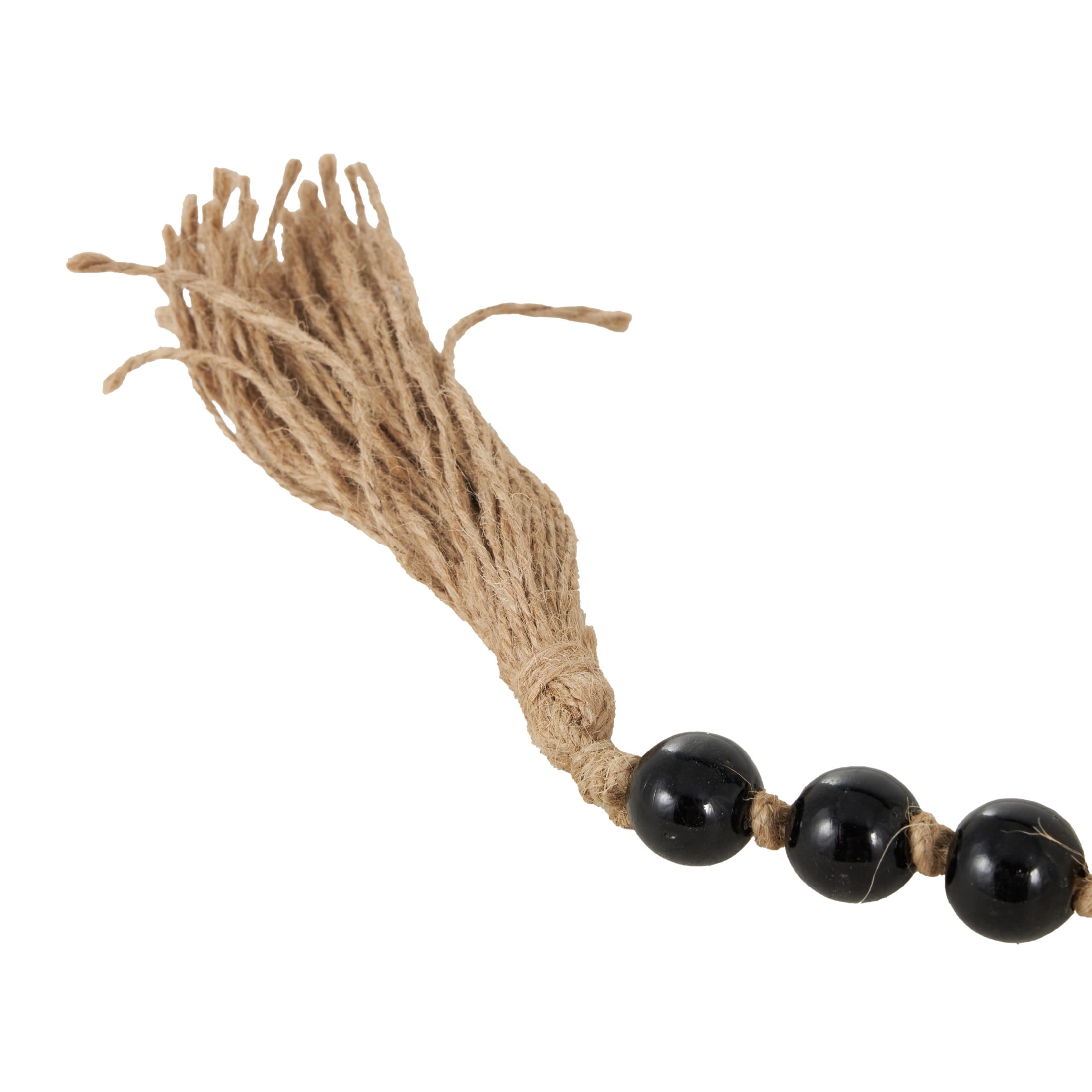 DecMode 5 Candle White Marble Round Garland Candle Holder with Brown Tassel and Black Beads