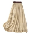 thumbnail image 3 of TTUHYWXI Women's Bohemian Style Elastic Waist Band Cotton Linen Long Maxi Skirt Dress (Khaki, L), 3 of 7