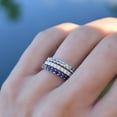 thumbnail image 3 of Blue topaz wedding band, Half eternity band, Silver Ring, Stacking matching band, November birthstone, Anniversary ring, Gift for her, 3 of 3