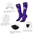 thumbnail image 3 of Gaeub Dark Purple Snowflakes Printed Design Socks Stretchy High Tube Socks for Men Women Teens , Softball Soccer Socks for Hiking, Sport, 3 of 6