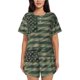 thumbnail image 1 of Fotbe Jungle Green Camo USA Flag Conjunto de Pijama Estampado para Mujer, 2 Piezas, Ropa de Dormir con Camiseta de Manga Corta y Shorts Suaves-Large, 1 of 6