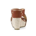 thumbnail image 2 of BLISSFUL STEP Women's Shoes Wedge Open Toe Crisscross Straps Linen Platform Sandals Brown 6, 2 of 7