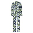 thumbnail image 4 of Puntoco Conjunto de pijama cómodo para mujer, conjunto de pijama con top y pantalones de manga larga con cuello redondo y estampado informal a la moda para mujer, 4 of 5