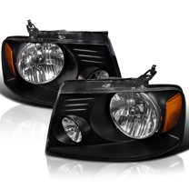 Spec-D Tuning Black Headlights Compatible with 2004-2008 Ford F150 2006-2008 Lincoln Mark LT L R Pair Head Light Lamp Assembly