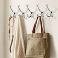 thumbnail image 2 of KHTUMEWARE  Large Wall Double-Sided Hook 5 Pack Polished Chrome Hook Decorative Heavy Duty Solid Large Coat Hooks for Towel Hanging Coats Robe Towel Bags Door Back 2 Prong Hooks, 2 of 5