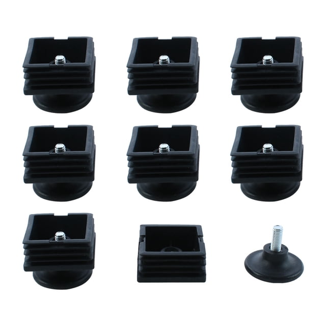 Uxcell Pies de nivelación ajustables 50 x 50 mm Inserciones cuadradas Deslizadores de muebles 8 juegos