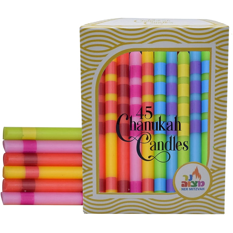 Ner Mitzvah Multicolor Dripless Hanukkah Candles, 45-Pack photo 2