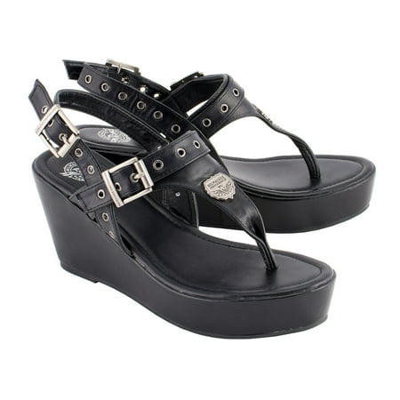 

Milwaukee Performance MBL9411 Women s Black Wedge Sandals with Buckled Straps 8