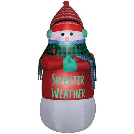 Gemmy 6 Ft. Airblown Animated Shivering Snowman Christmas Inflatable - White