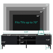 SESSLIFE TV Stand for 70 Inch TV, TV Console Table with RGB LED Lights, Modern Wood Entertainment Center with Cabinet and Drawers, TV Cabinet for Living Room, Bedroom, Black