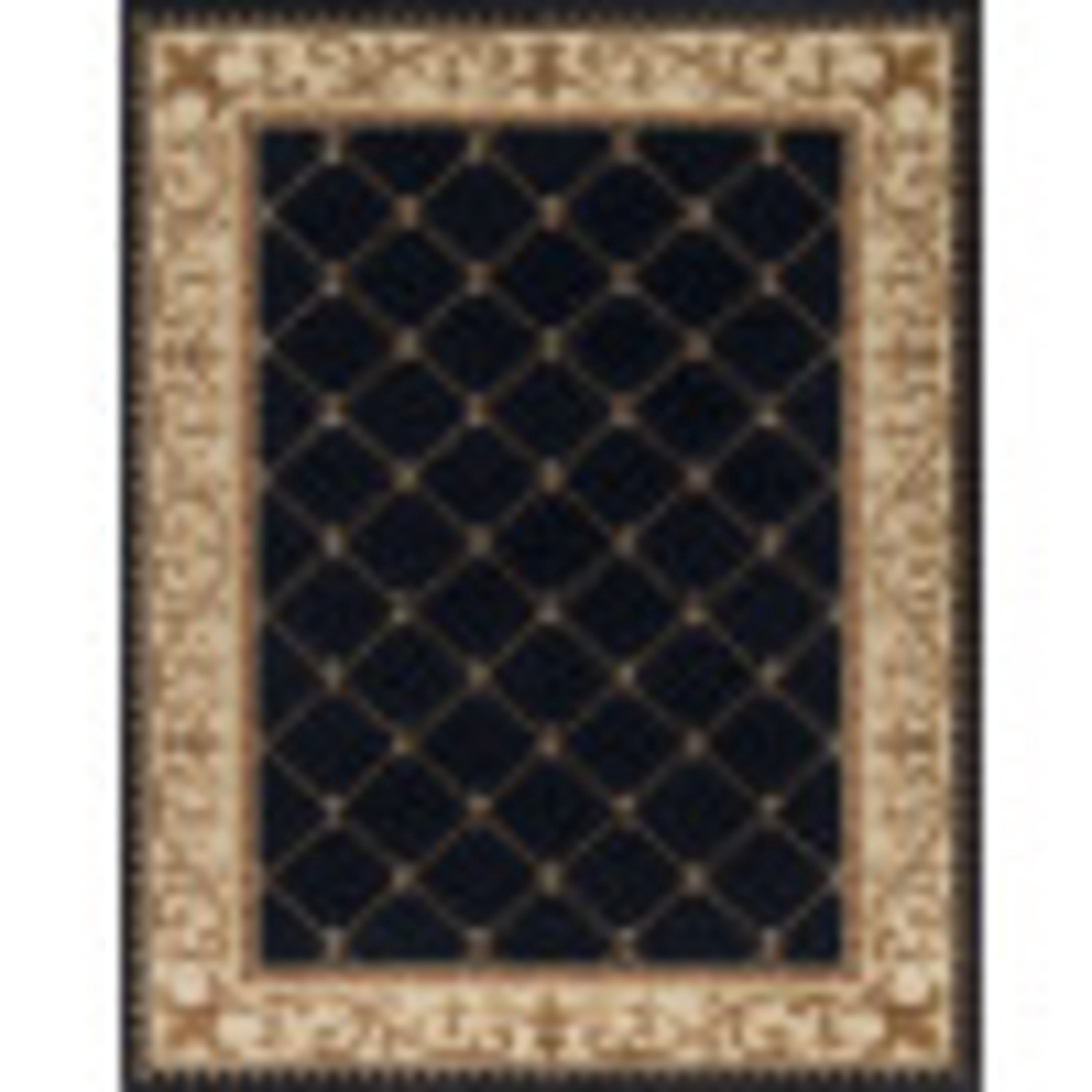 Sensation Traditional 9' x 12' Black and Beige Polypropylene Indoor Area Rug