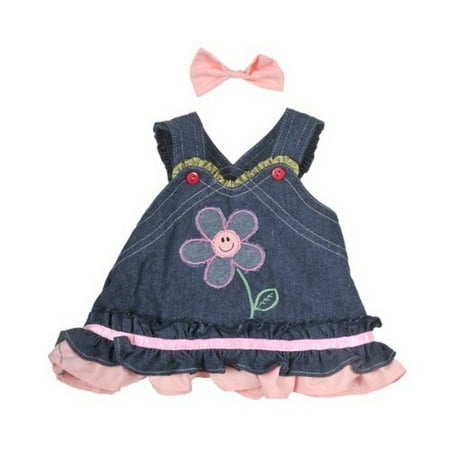 Dressed Teddy Bear - Summer Denim Dress w/Bow Teddy Bear Clothes Outfit Fits Most 14