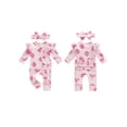 thumbnail image 2 of BemeyourBBs Newborn Baby Girls Romper Outfit Strawberry Printed Jumpsuit with Headband Cute Infant Clothes, 2 of 9