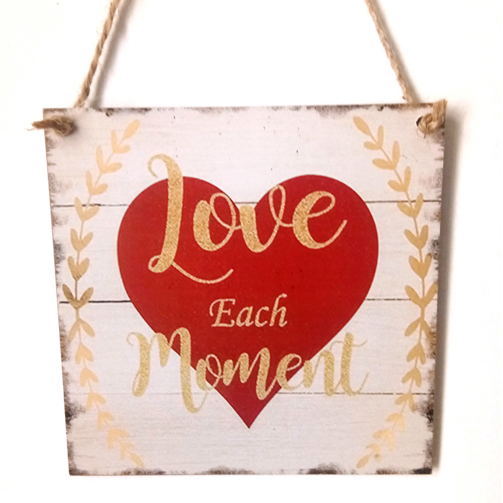 Happy Valentines Day Wall Plaque with Vday door hanger Home Decor Decoration Red and Black Wooden-Heart Wall Decorations 10.5 in.
