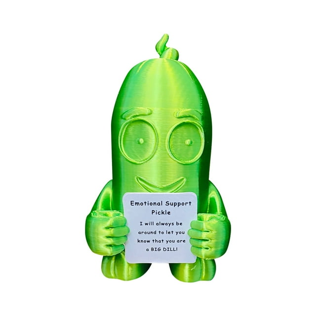 Precio sorpresa!Apoyo emocional Pickles Nuggets Pepino, Pepino de pepinillos cortados divertidos impresos en 3D, Muñeca de pepinillos con tarjeta positiva, , Regalos de decoración del hogar