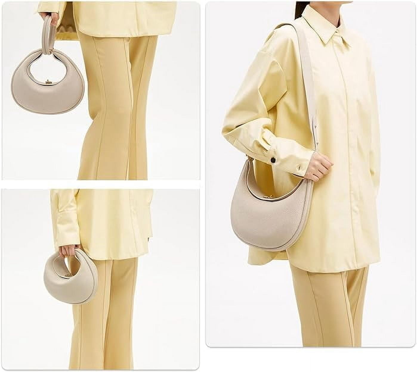 PU Leather Crescent Bag Crossbody Purses for Women Luna Bag 4 In 1 Cute Shoulder Bag Half Moon Bag Hobo Clutch Purse