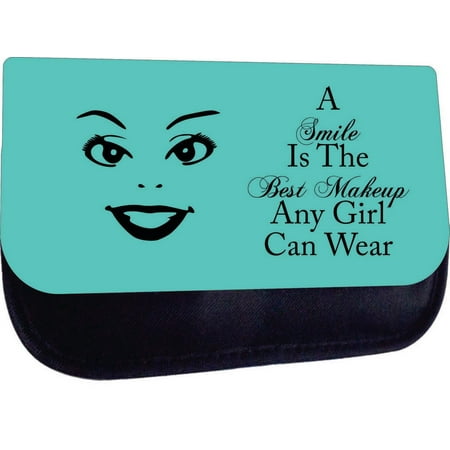 A Smile is the Best Makeup Any Girl Can Wear-Green - Black Pencil Case with 2 Zippered