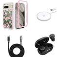 thumbnail image 1 of BD Hybrid Protector Case for Google Pixel 7a (Pink Carnations) with Earbuds, 15W Magnetic Wireless Charger, Digital LED USB-C Cable (3.3 Feet), 1 of 6