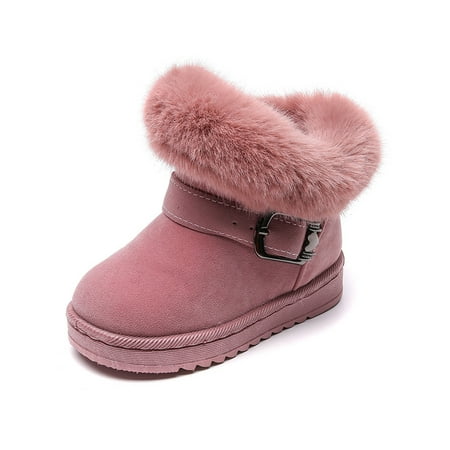 

Zodanni Toddler Boots for Girls Kids Non-Slip Warm Lined Snow Boot School Winter Boots Casual Ankle Booties Pink-2 4.5C