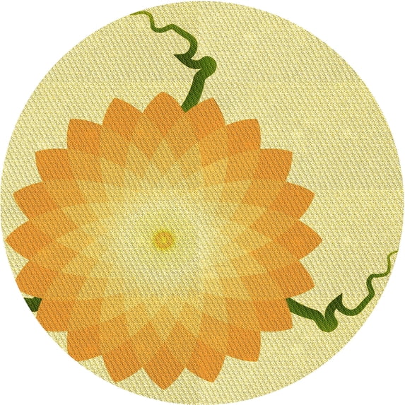 Ahgly Company Machine Washable Indoor Round Transitional Yellow Area Rugs, 5' Round