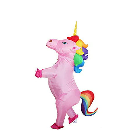 Inflatable Unicorn Costume Pony Horn Horse Suit for Halloween (Rainbow Medium)