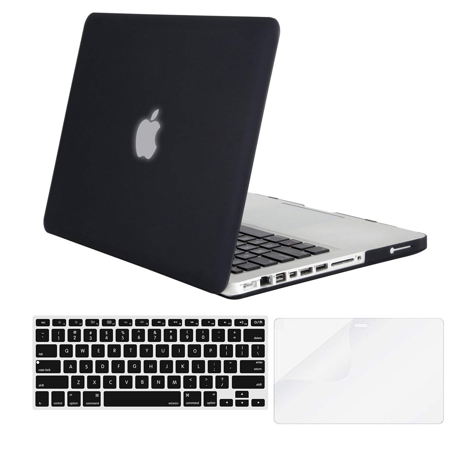 Mosiso 3 in 1 MacBook Pro 13 CD ROM A1278 Plastic Hard Case with Keyboard  Cover Only for Old MacBook Pro 13'' (Model A1278), Black