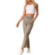 thumbnail image 2 of Pantalones de lino casuales INSPIRE CHIC para mujer, con cintura elástica y cordón, pantalones ajustados con bolsillos en color caqui L, 2 of 6