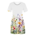 thumbnail image 3 of Drses Dresses for Women 2024 Vacation Short Sleeve Round Neck Floral Print Sundress Casual Loose Midi Beach Dress, 3 of 6