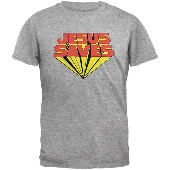 Jesus Saves Inspired By Keith Moon Heather Grey Adult T-Shirt - X-Large