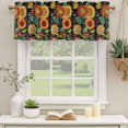 thumbnail image 2 of Vintage Sunflower Curtain Valances for Windows, Kitchen Valance Window Treatments Panel 2 Pack, Black Boho Ethnic Summer Botanical Rod Pocket Short Curtains for Bathroom Bedroom 42 x 12 Inch, 2 of 8